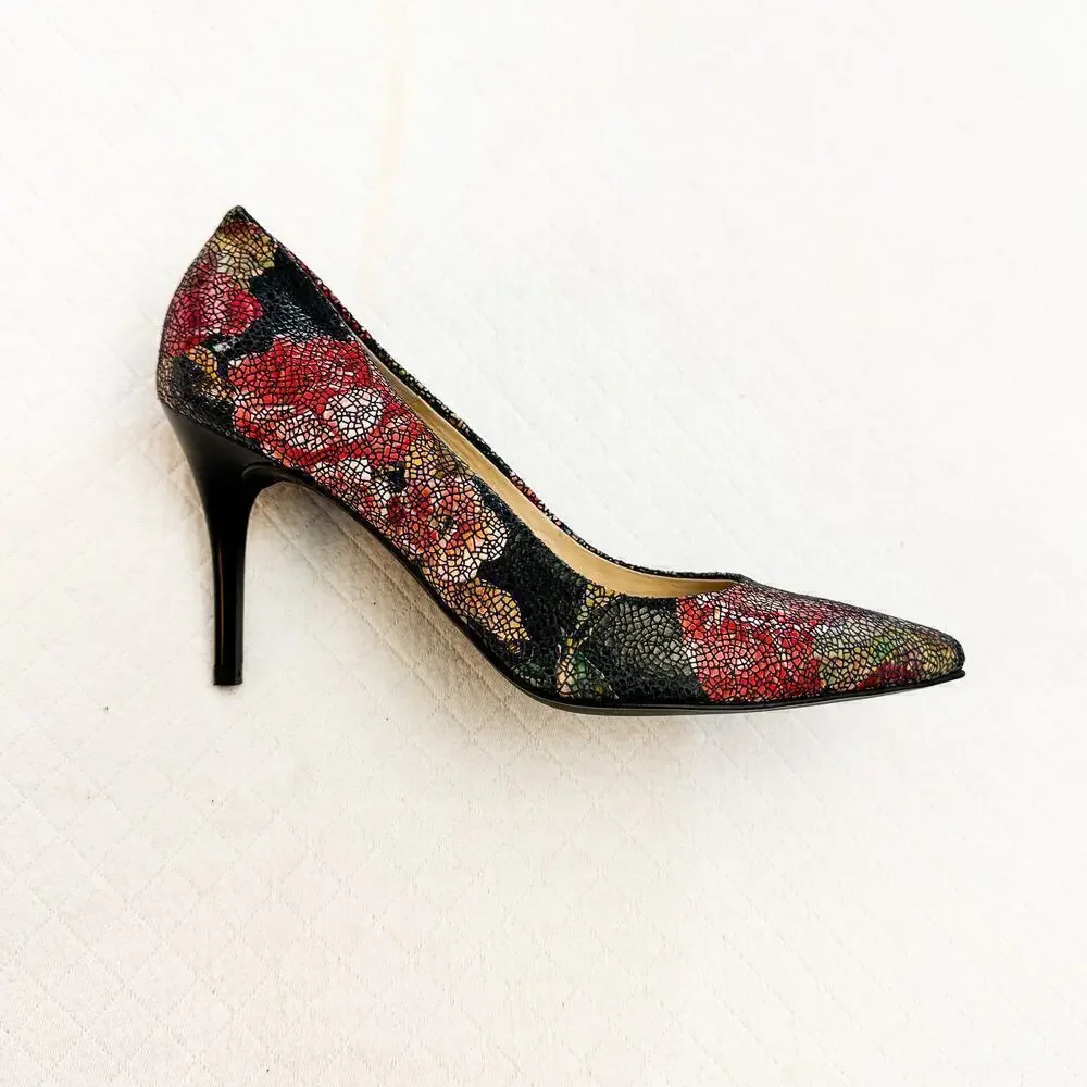 Rylko Stained Glass Round Toe Heels Size Black Size 37.5 842DE086 Mint